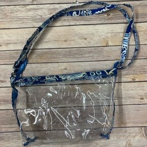 Clear Vera Bradley Shoulder Purse Blue & White